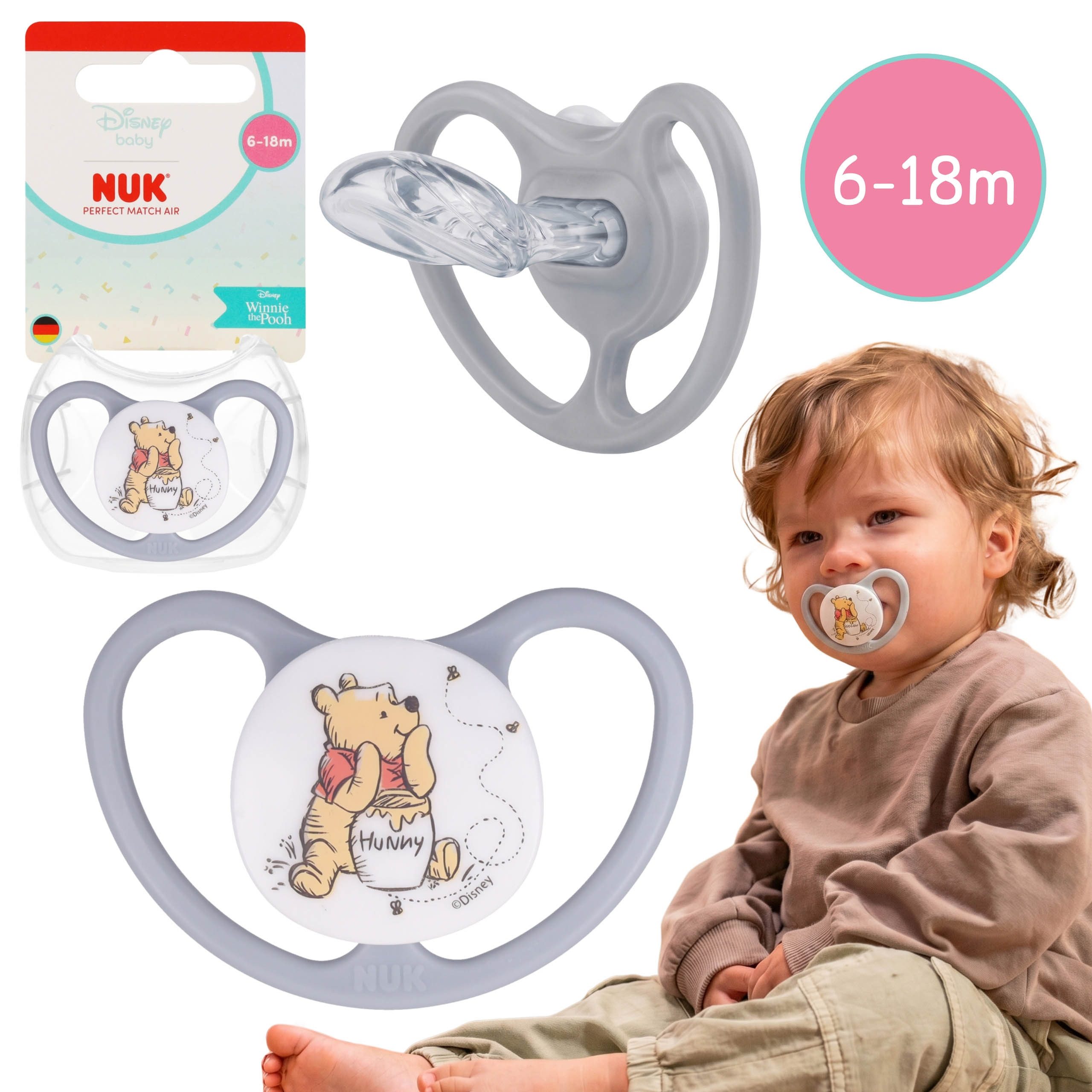 Schnuller NUK Winnie Puuh Schnuller Silikon 6-18 Monate mit Etui