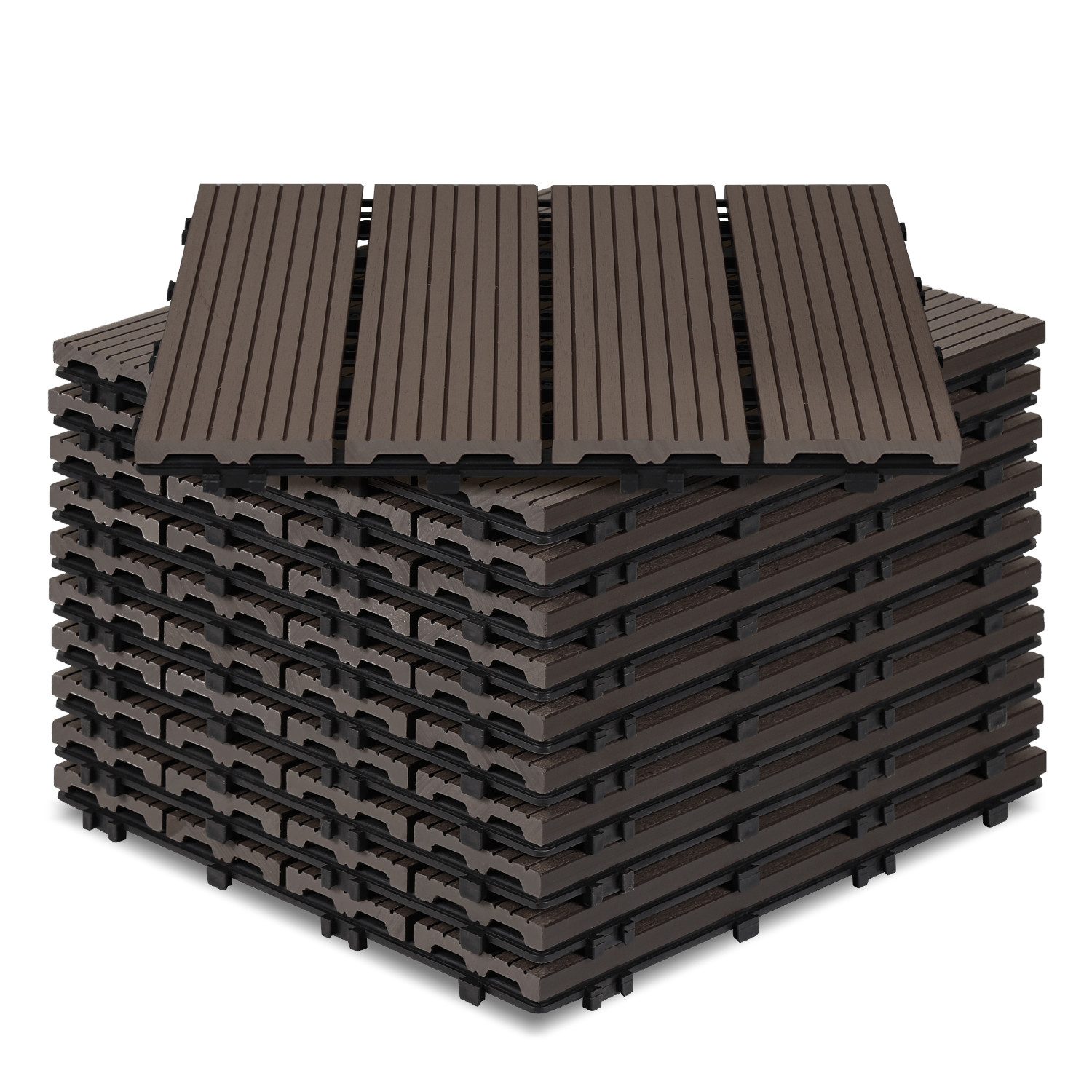 Clanmacy Holzfliesen WPC Terrassenplatte für Garten günstig online kaufen