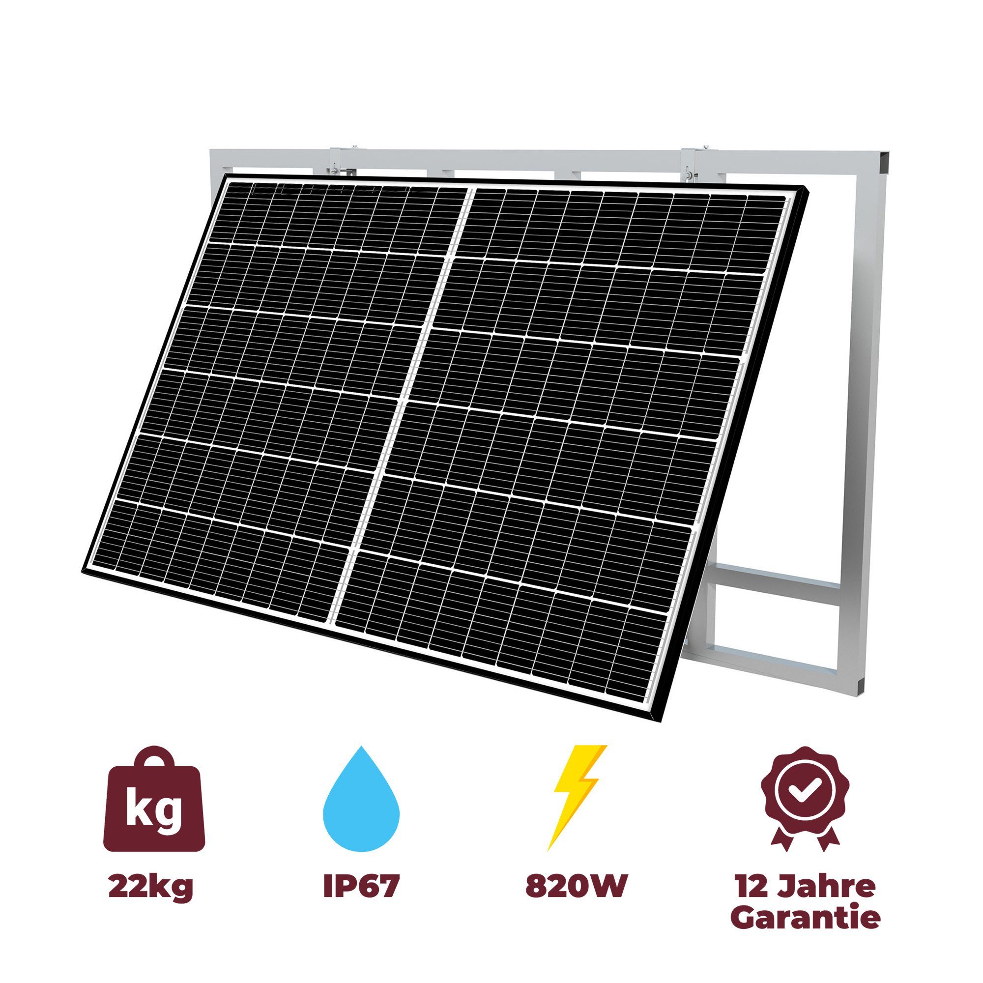 Solaranlage SunovaSolar 5m DC Inverter 2x2m Solar SUNOVA 800W Balkonkraftwerk Schukokabel 820W