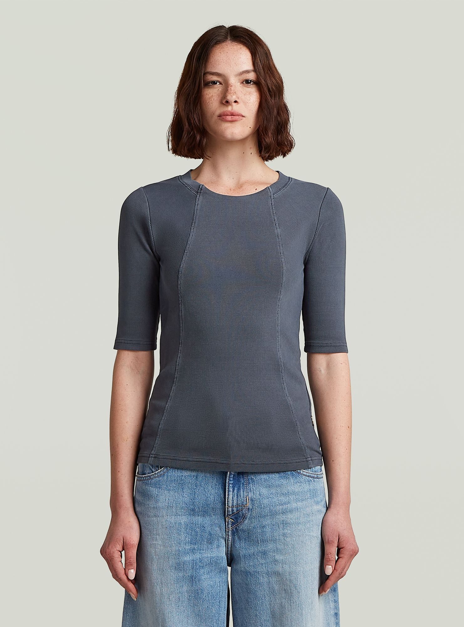 G-STAR T-Shirt Washed A-Line Slim Rib T-Shirt