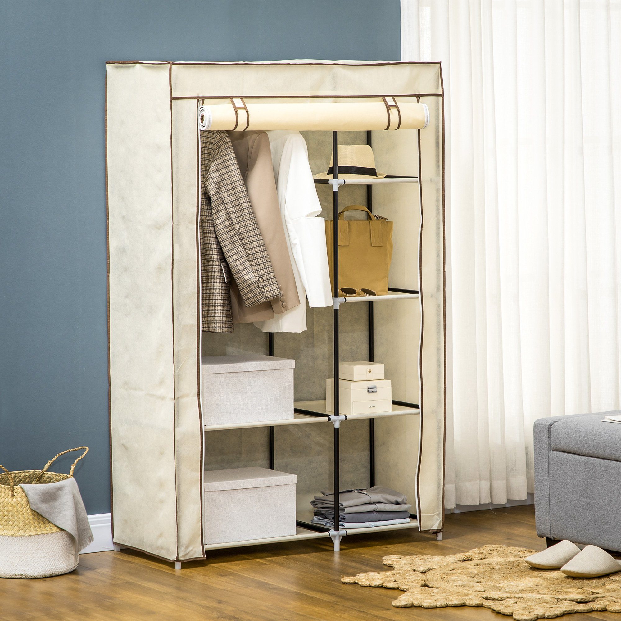 HOMCOM Stoffschrank Klappbarer Kleiderschrank Faltbare Garderobe günstig online kaufen