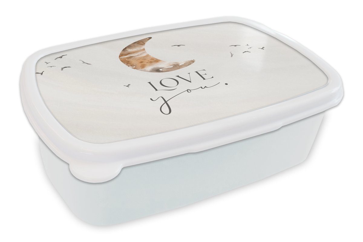 MuchoWow Lunchbox Zitate - Sprichwörter - Kinder - Liebe dich - Jungen - Mädchen -, Kunststoff, (2-tlg), Brotbox für Kinder und Erwachsene, Brotdose, für Jungs und Mädchen weiß
