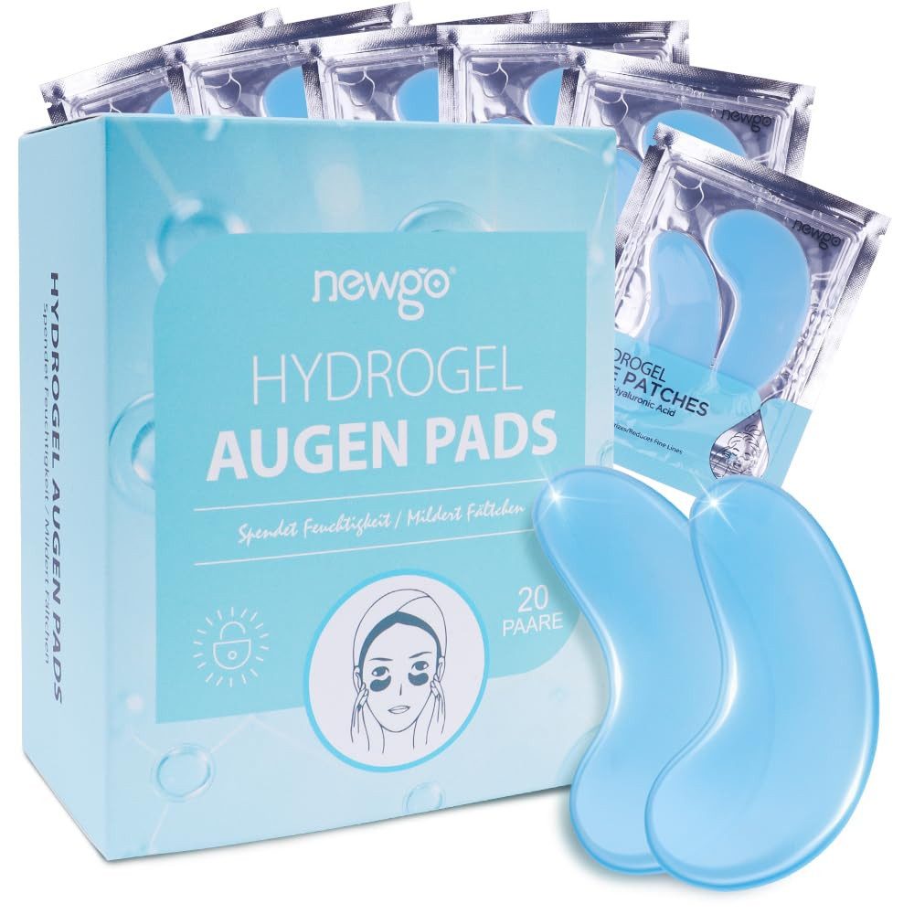 NEWGO Augenpads Hyaluron-Kollagen mit Vitamin E (20 Paar), 20-tlg., Gegen Augenringe Tränensäcke Falten Dunkle Kreise & Puffiness