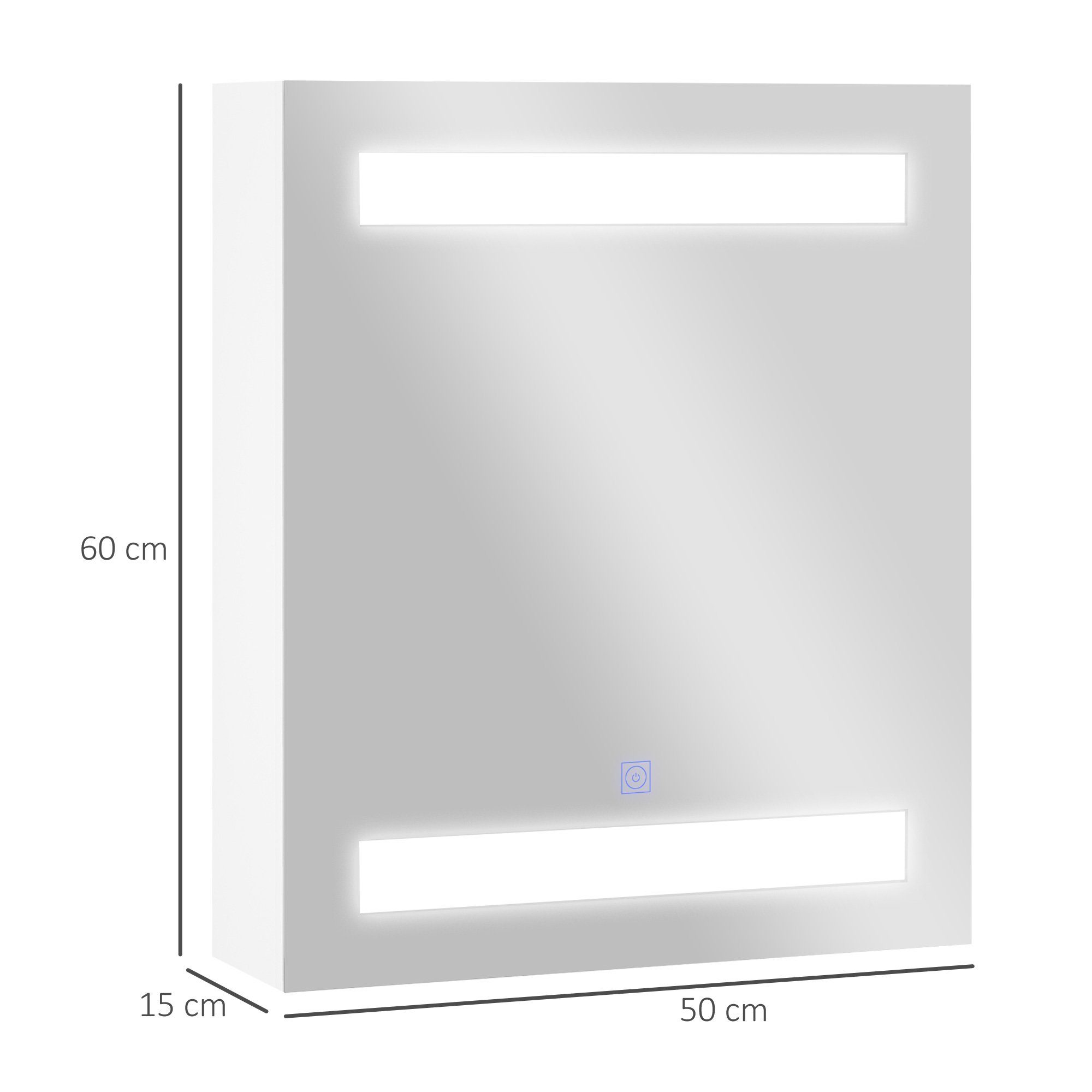 HOMCOM Spiegelschrank LED (Set, Badspiegel Badezimmerspiegel Wand 15W Lichtspiegel Badschrank LED-Spiegel-Schrank)