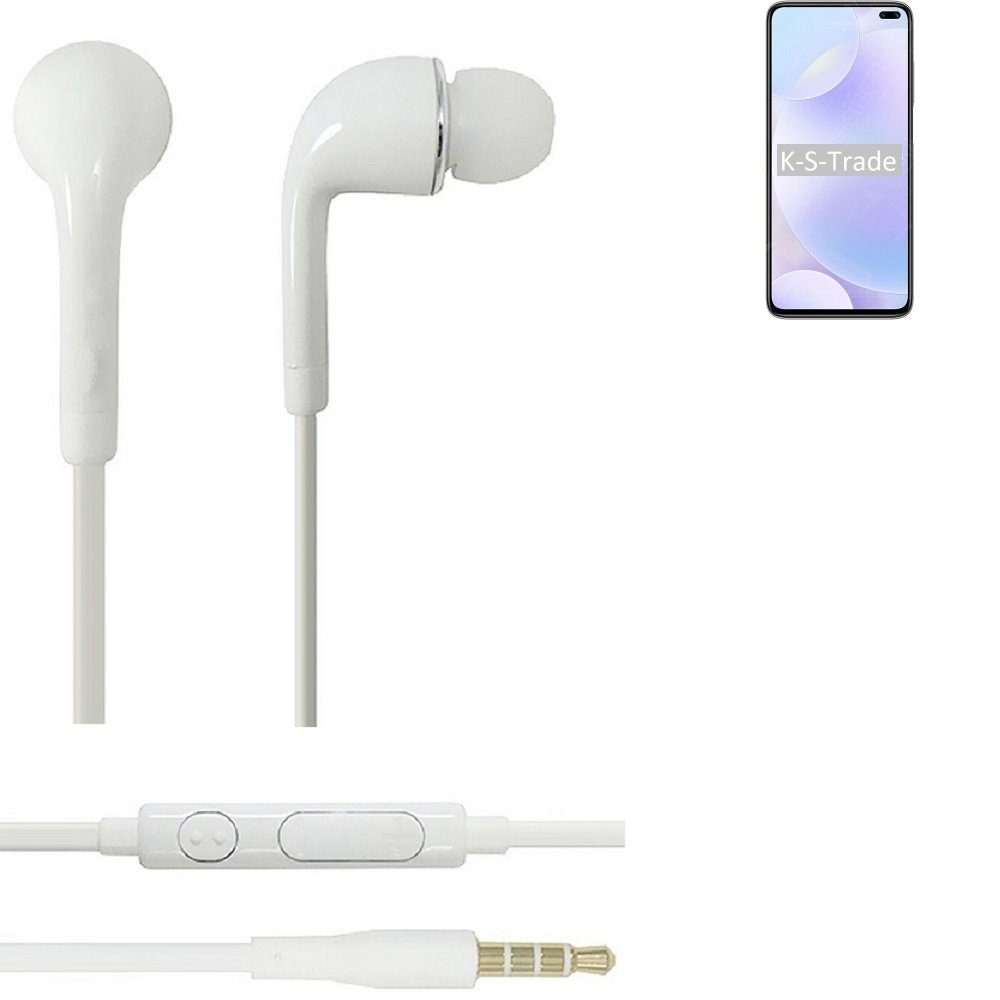 K-S-Trade für Xiaomi Redmi K30 In-Ear-Kopfhörer Headset u 3,5mm) Racing Edition mit (Kopfhörer Mikrofon weiß 5G Lautstärkeregler