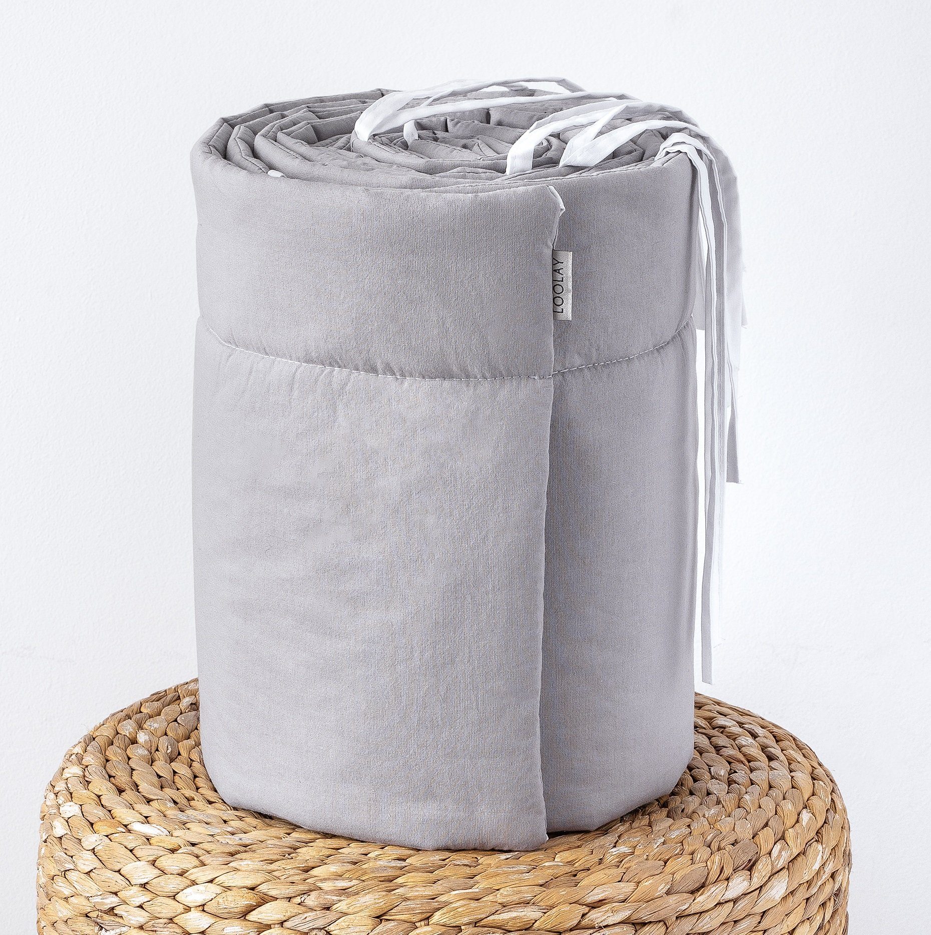 Loolay Bettnestchen BEIGE, GRAU, WEIß, ROSA Babybett BETTUMRANDUNG 420, 360, 210, 180x30cm, (Babynest Babyausstattung Kopfschutz Bettwäsche für Baby, 100% Baumwolle Babybett Bettschutzgitter Umrandung), LOOLAY® - 100% Europäische Stoffe und Kleinserien-Nähen!