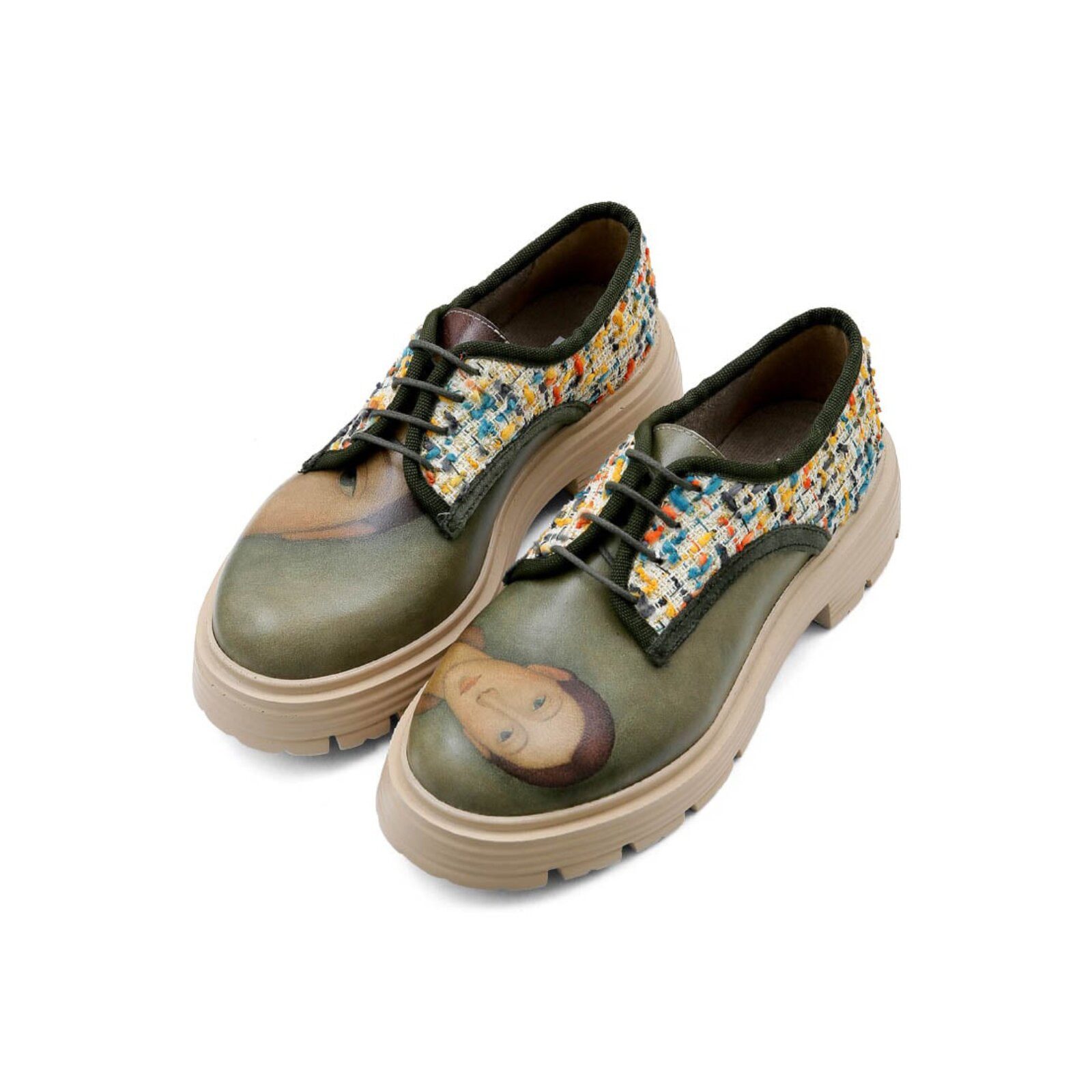 DOGO Brooklyn Painting-Of-A-Lady Damen Halbschuhe Ballerina Handgefertigt