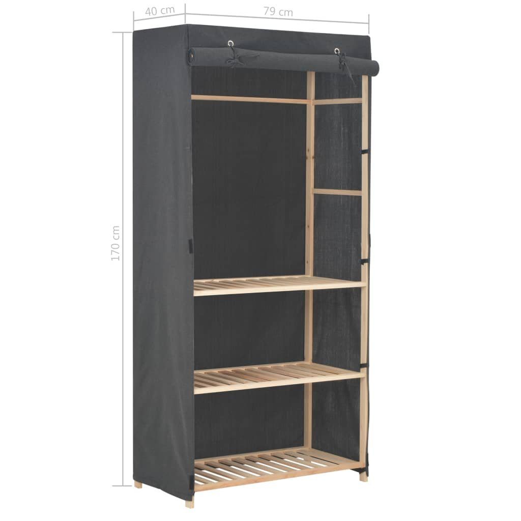 170 vidaXL x (1-St) x Kleiderschrank Kleiderschrank Grau cm 79 40 3-stufiger Stoff