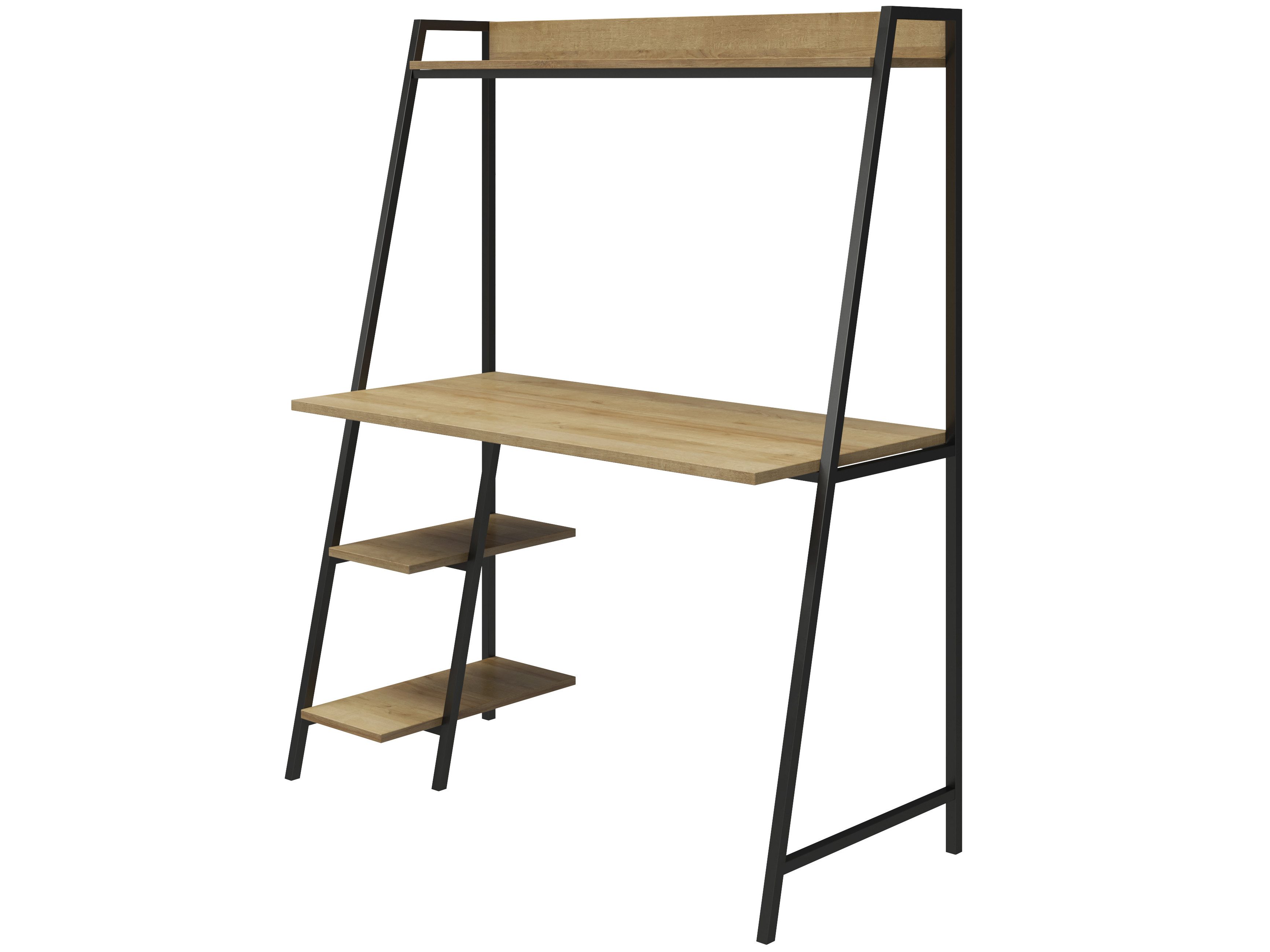 loft24 Regal-Schreibtisch Fogh, Schreibtisch mit Leiterregal, Metallgestell, Breite 111 cm