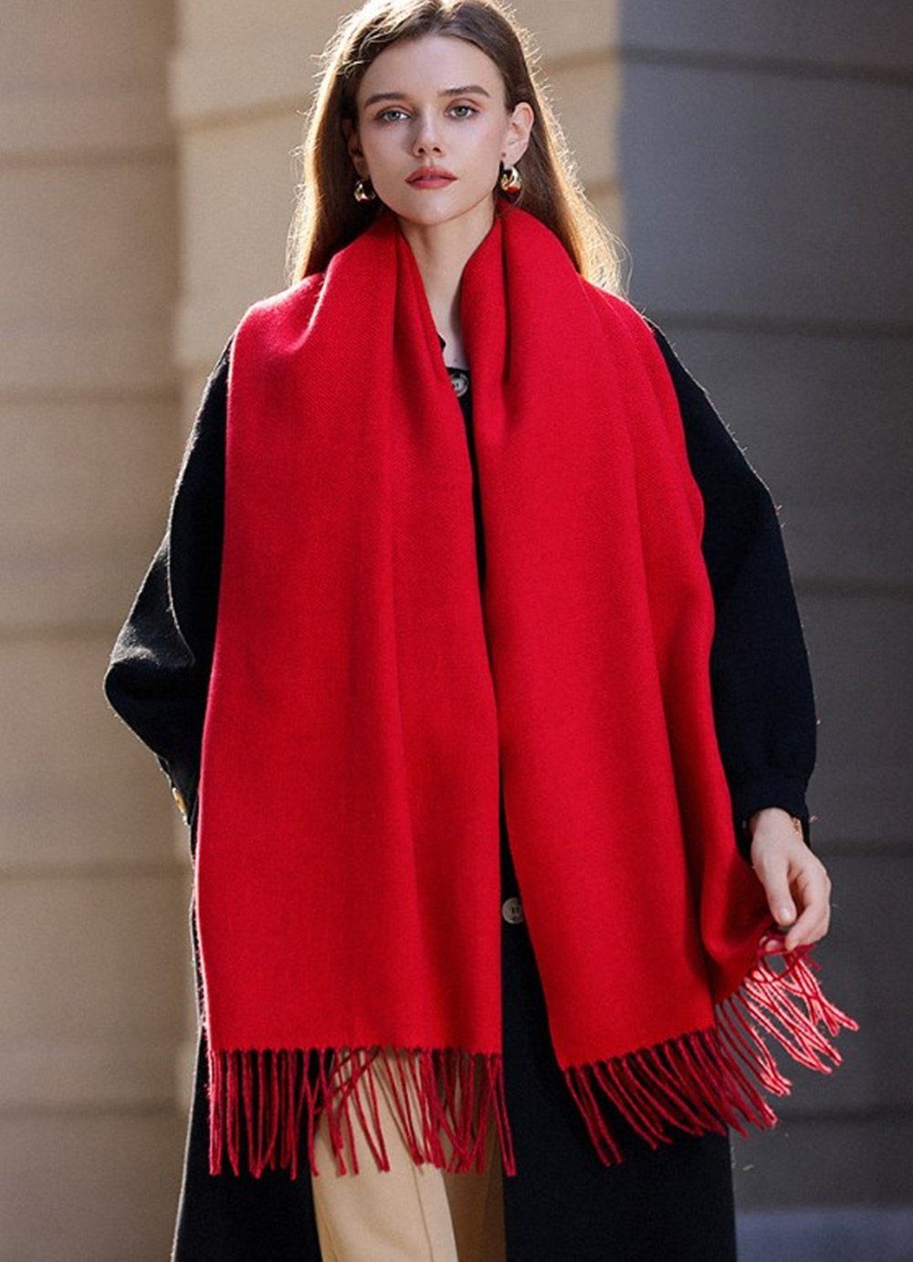 XDeer Modeschal Damen Frauen in Stil, red verschiedenen Farben Poncho Qualität,Neuer Schal für Halstuch Geschenk Damen Schal,kuschelweich,Winter