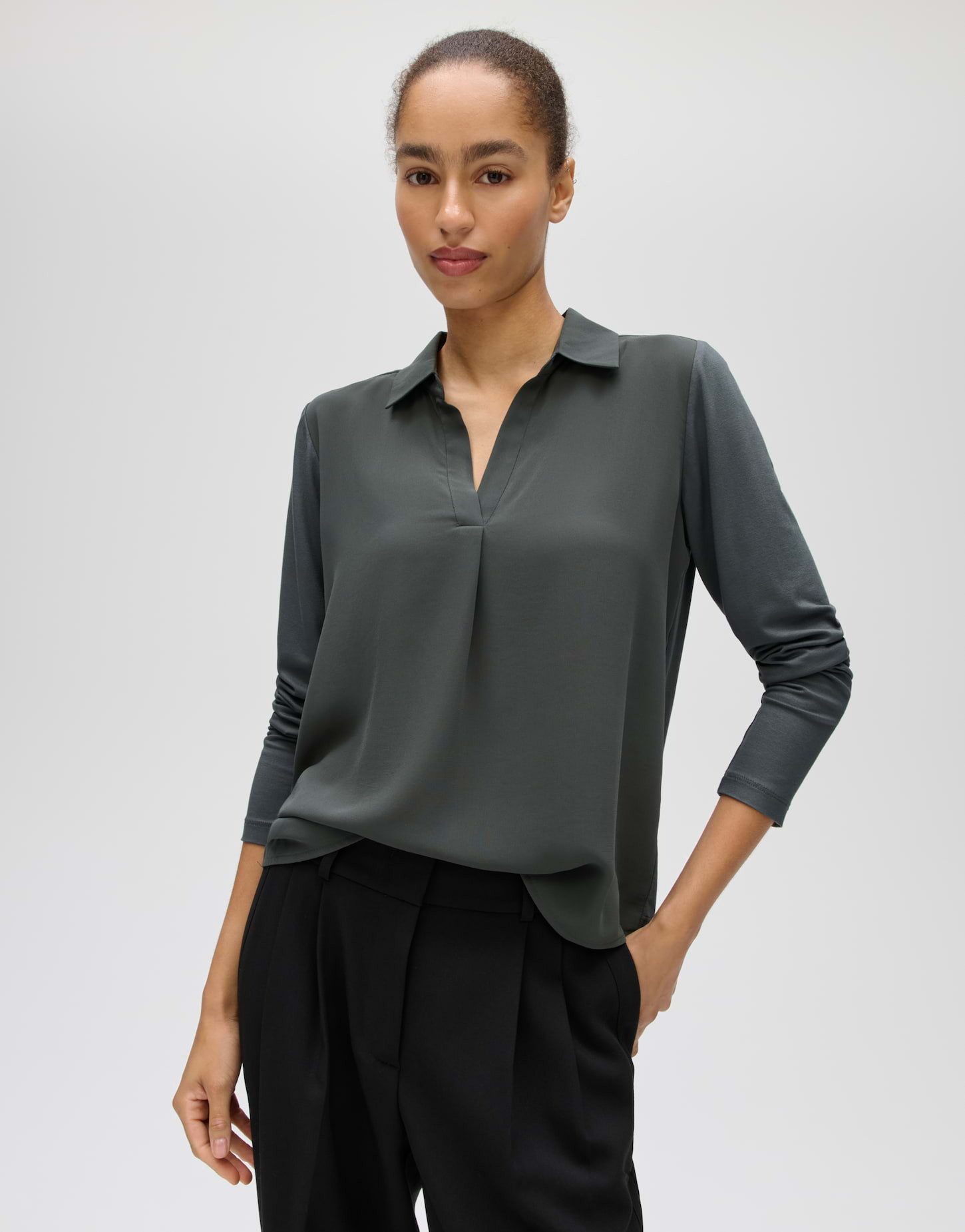 OPUS Shirtbluse Shirtbluse Flasti aus Material Mix