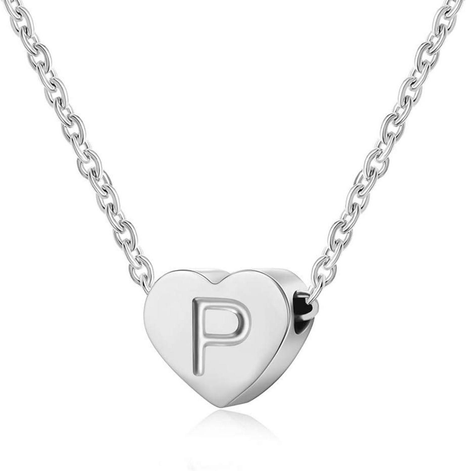 Kette und Anhänger Set Silber Damen Halskette Herz Initialschmuck Mädchen Geburtstagsgeschenk