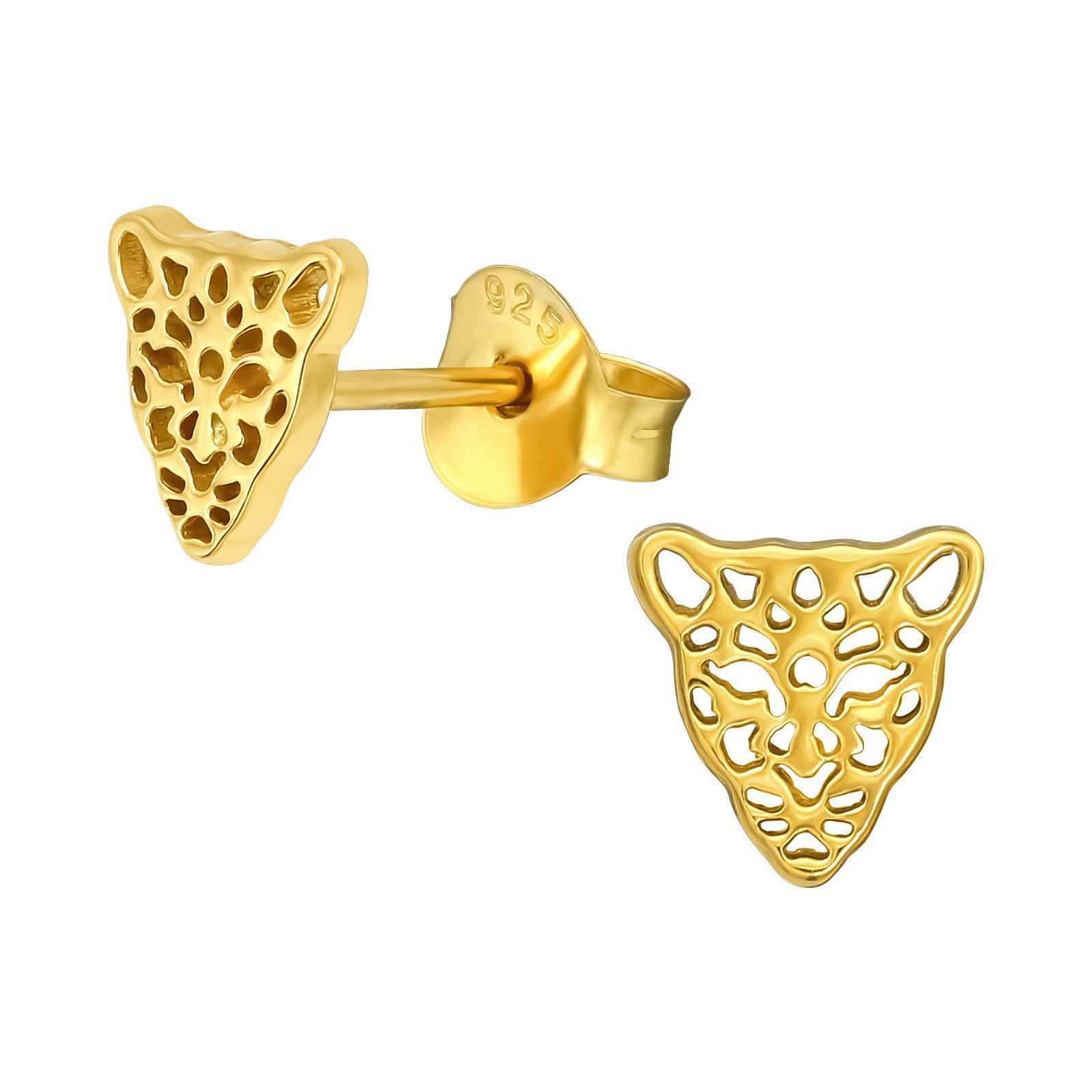Ohrring-Set Ohrstecker vergoldet Leopard aus Echtsilber Unisex