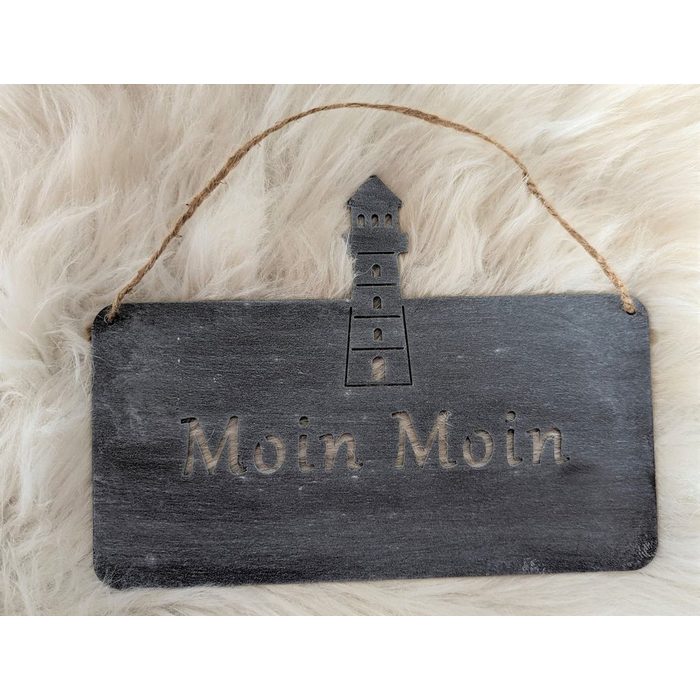Posiwio Metallschild Schild "Moin Moin" mit Leuchtturm (1 St)