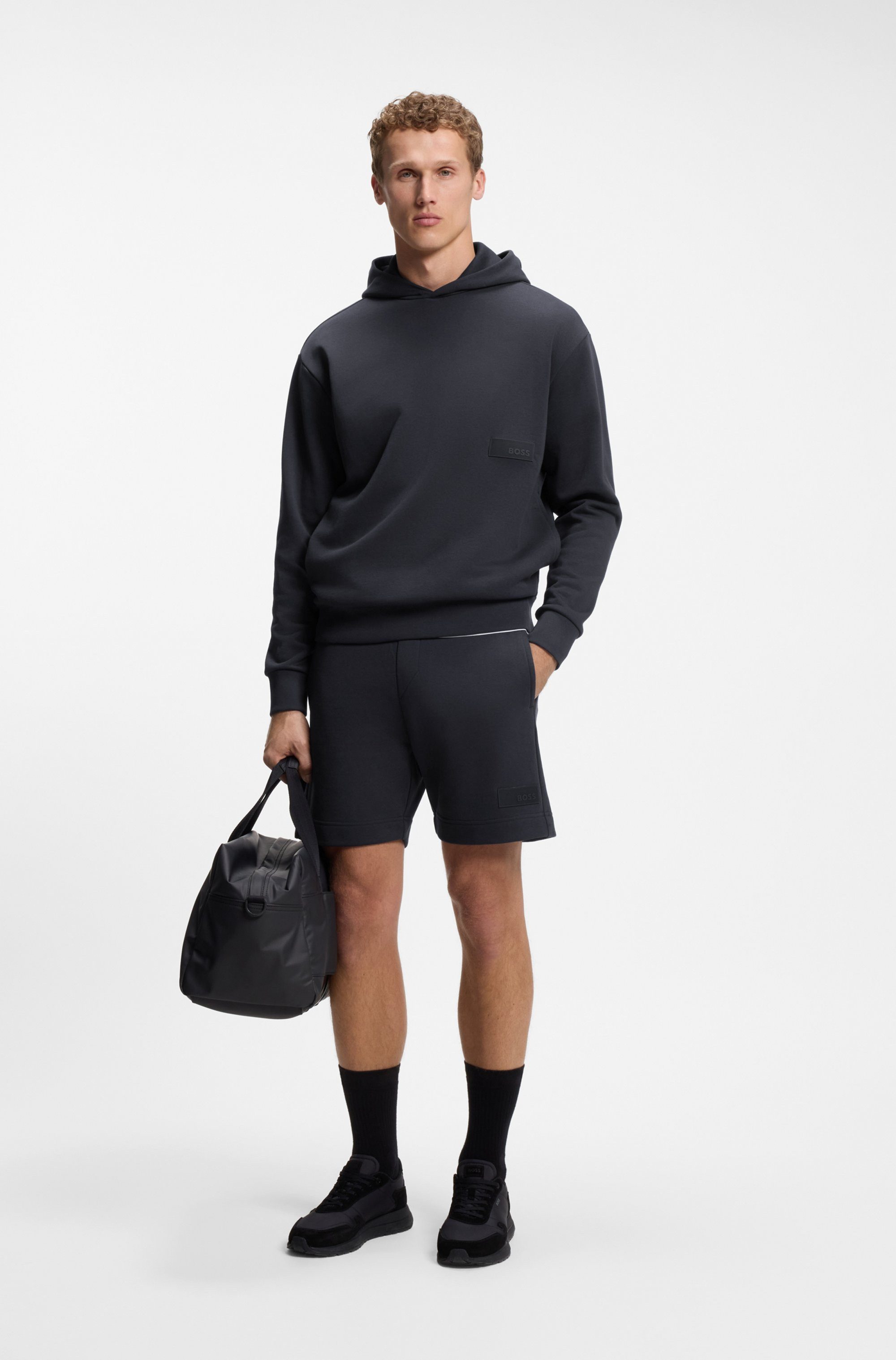 BOSS GREEN Kapuzensweatshirt Rippbündchen, Relaxed Fit, Baumwollmischung – Bild 4 von 5