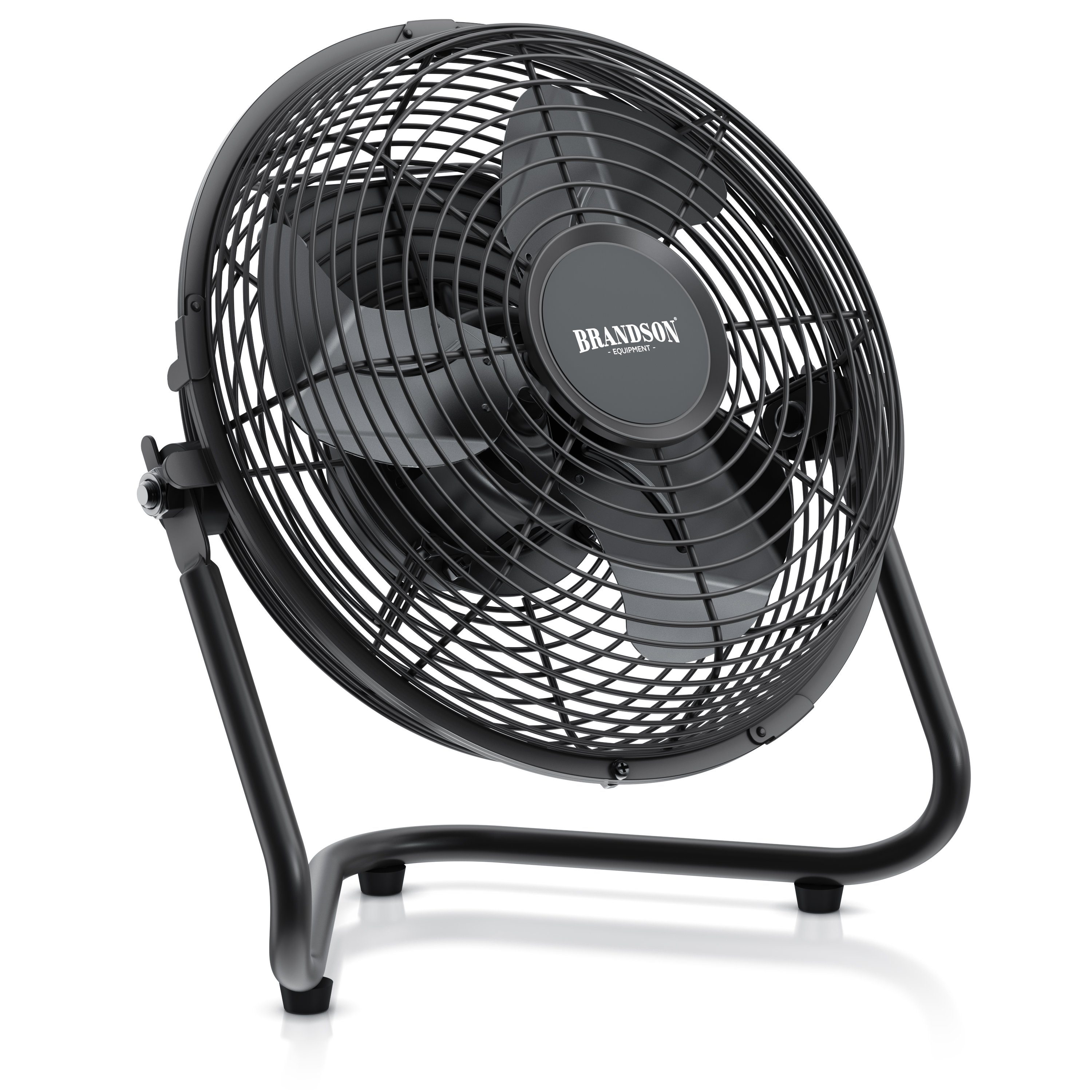 Brandson Windmaschine Bodenventilator im Retro Stil, hoher Luftdurchsatz, 32W, Schwarz, 25 cm Durchmesser, Preisträger 2025, robuster Stand, stufenlos neigbar, GS-Geprüft