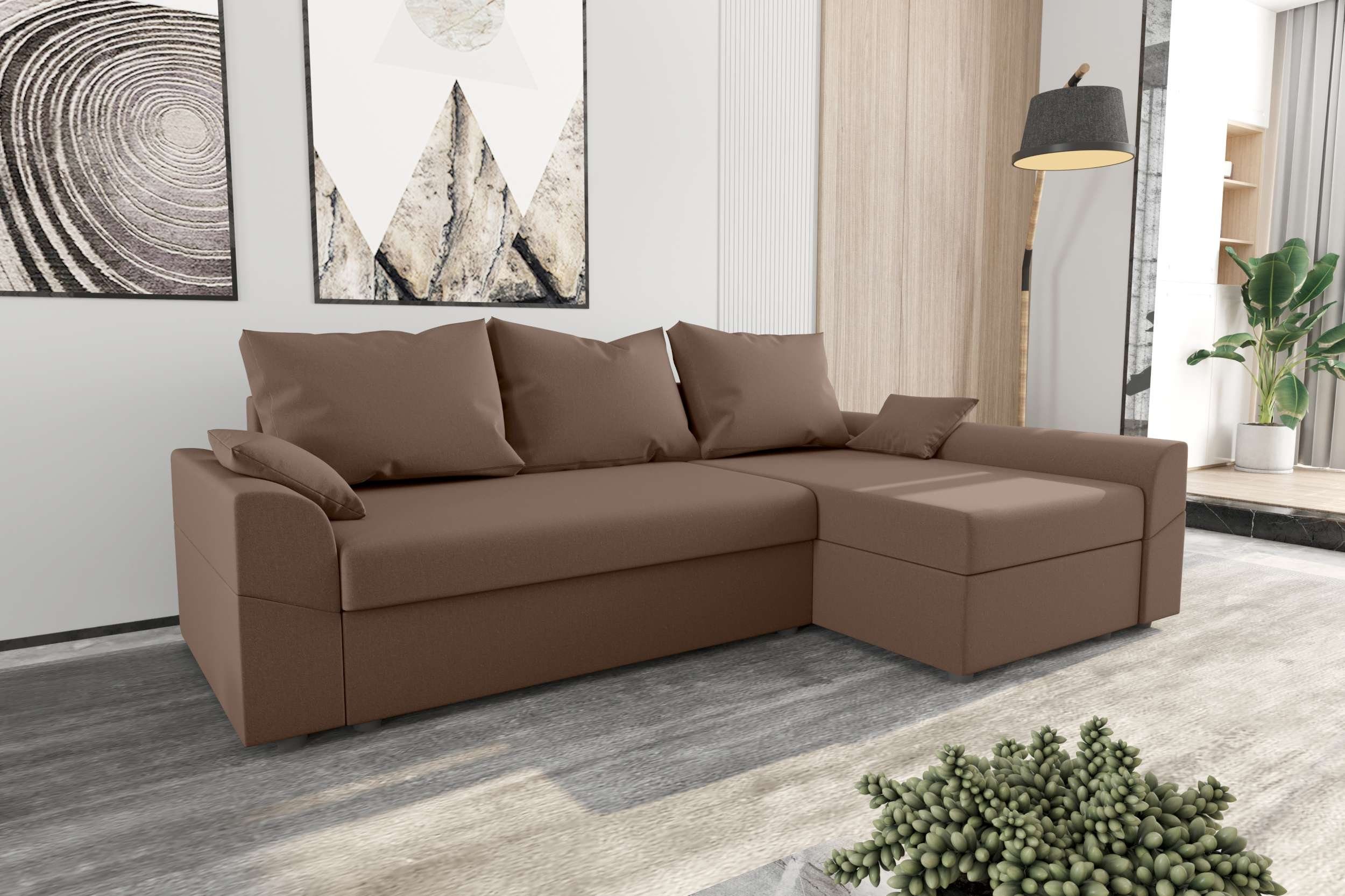 Stylefy Ecksofa Aurora, L-Form, Eckcouch, Sofa, Sitzkomfort, mit Bettfunktion, mit Bettkasten, Modern Design