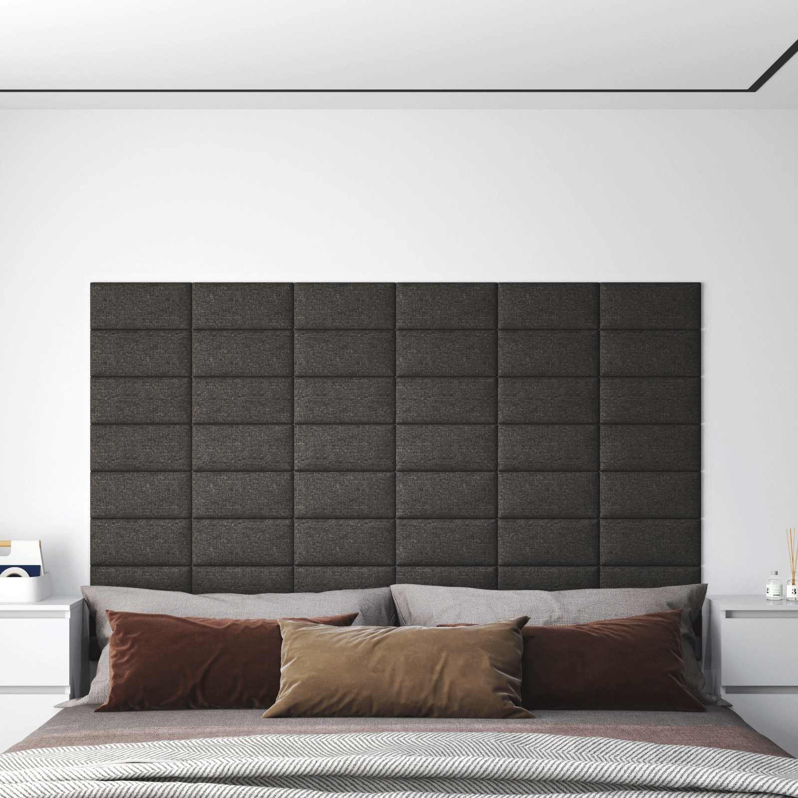 furnicato Wandpaneel Wandkopfteile 12er Set 30 x 15 cm Dunkelgrau, Rechteckige Betthaupt-Elemente mit Massivholzrahmen für dein Zimmer