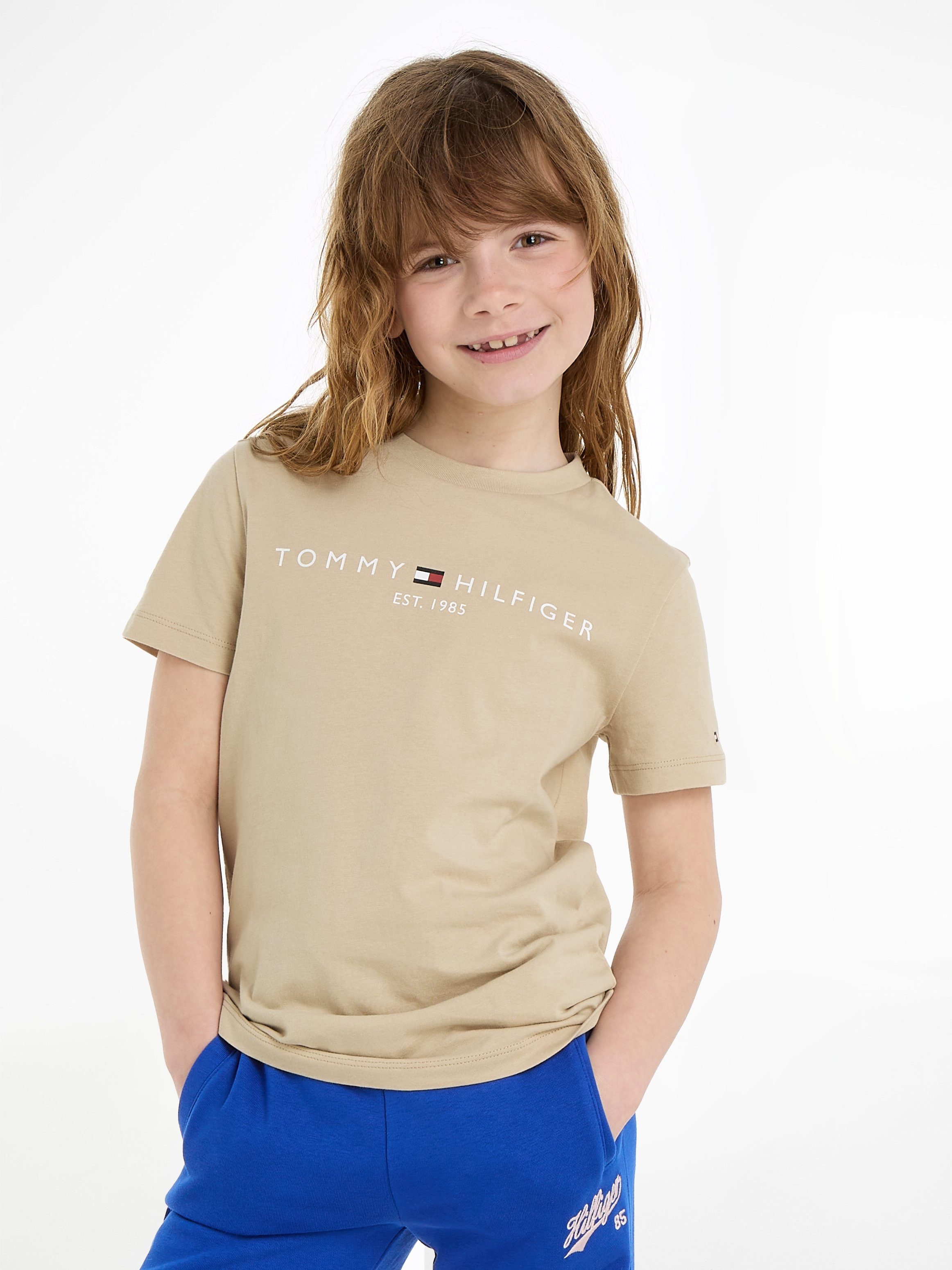 16 Hilfiger ESSENTIAL bis TEE Jahre Kinder T-Shirt Tommy U beige S/S