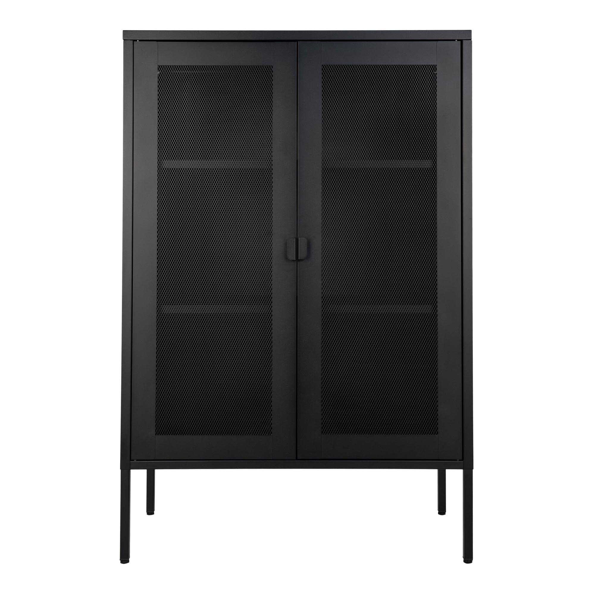 House Nordic Standvitrine Melbourne in Schwarz, Stahl - 80x120x40cm (BxHxT)