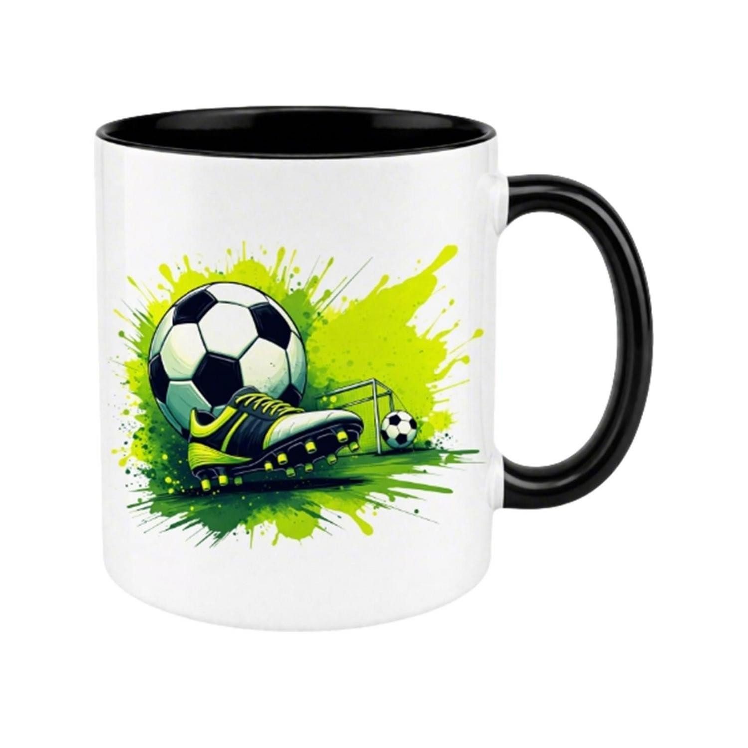 LuxusKollektion Tasse Fussball Tasse Motiv 350ml Kaffee Becher Keramik, Keramik