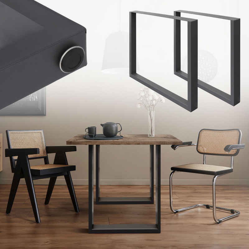 ECD Germany Tischbein 2er Set Tischgestell aus Vierkantprofilen aus pulverbeschichtete Stahl, 2x Tischfuß 60x72 cm Anthrazit Industriedesign Metall Tischkufen