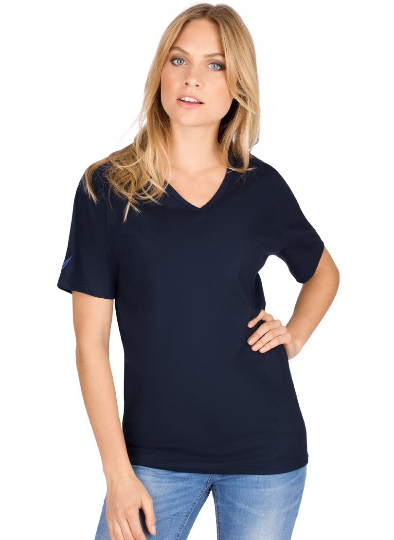 Trigema T-Shirt TRIGEMA V-Shirt aus (kbA) Bio-Baumwolle navy-C2C 100