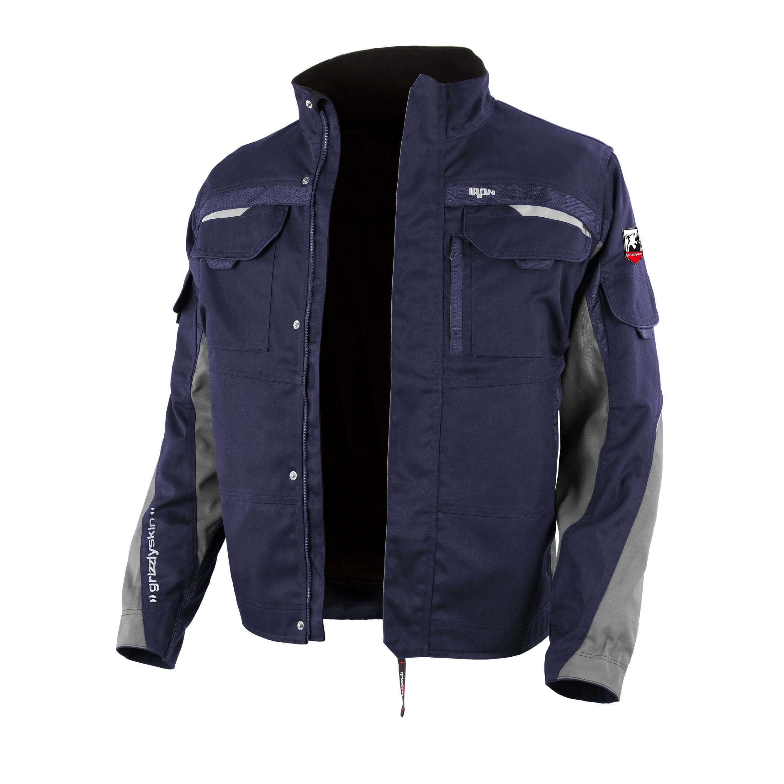 Qualitex Workwear Arbeitsjacke Bundjacke "IRON" marine/grau, Gr. 5XL (70/72)