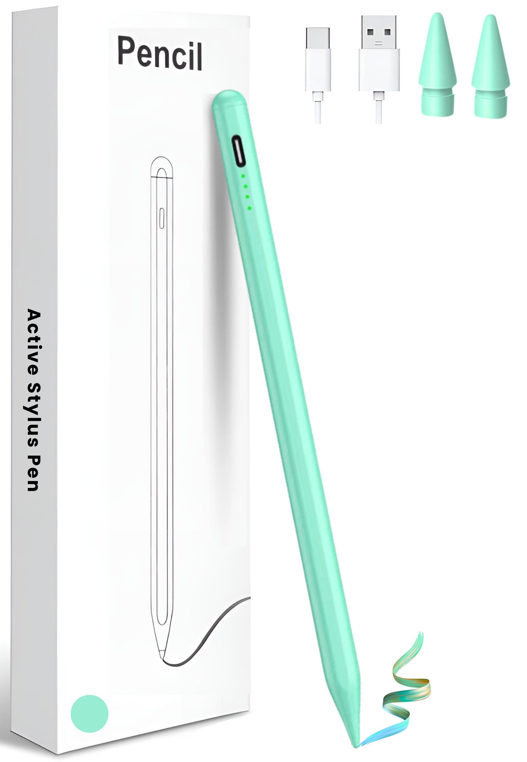 StellarLuma Eingabestift Eingabestift für iPad Schnellladen USB-C für Apple iPad Gen: 2018-2014 (Sylus Pencil wiederaufladbar, USB Pencil für iPad, Ersatzspitze, USB-C Ladekabel) Geeignet für alle iPad Modelle von 2018 - 2024 inklusive Ersatzspitze