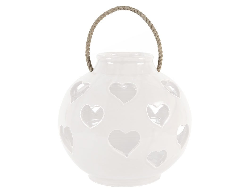 Virginia Casa Kerzenlaterne, Handwäsche empfohlen, Weiß, Herzen, H: 32cm