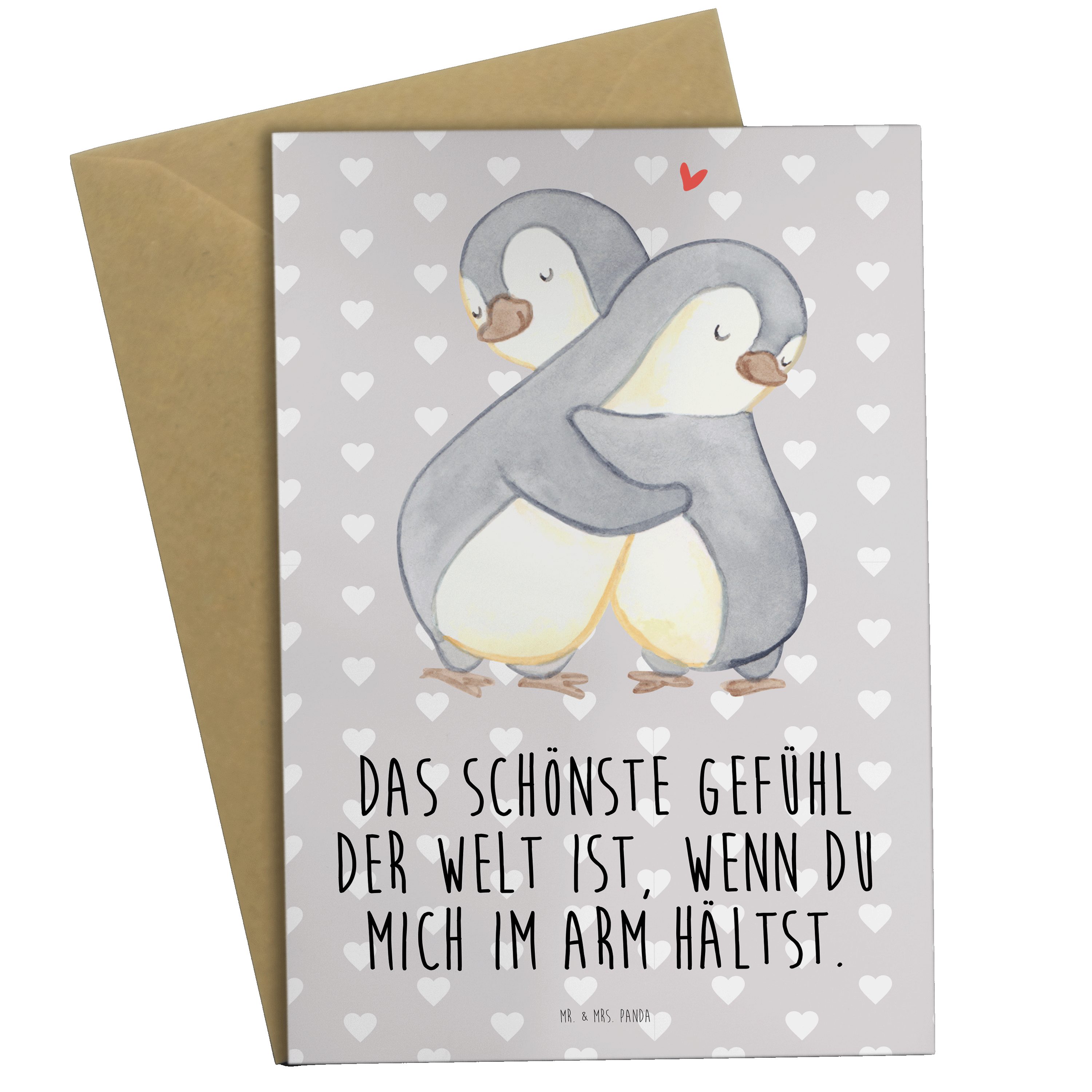 & Pastell Mrs. Kuscheln Mitbringsel, Grau - Geschenk, Pinguine Panda Mr. Grußkarte - Ho Ehemann,