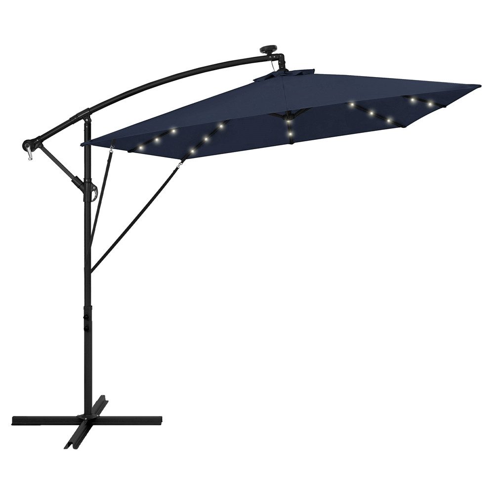 ML-DESIGN Sonnenschirm Ampelschirm mit/ohne LED Solar Ständer Abdeckung Windsicherung Ø330 cm, Gartenschirm UV50+ Sonnenschutz wasserabweisend 360° drehbar & neigbar