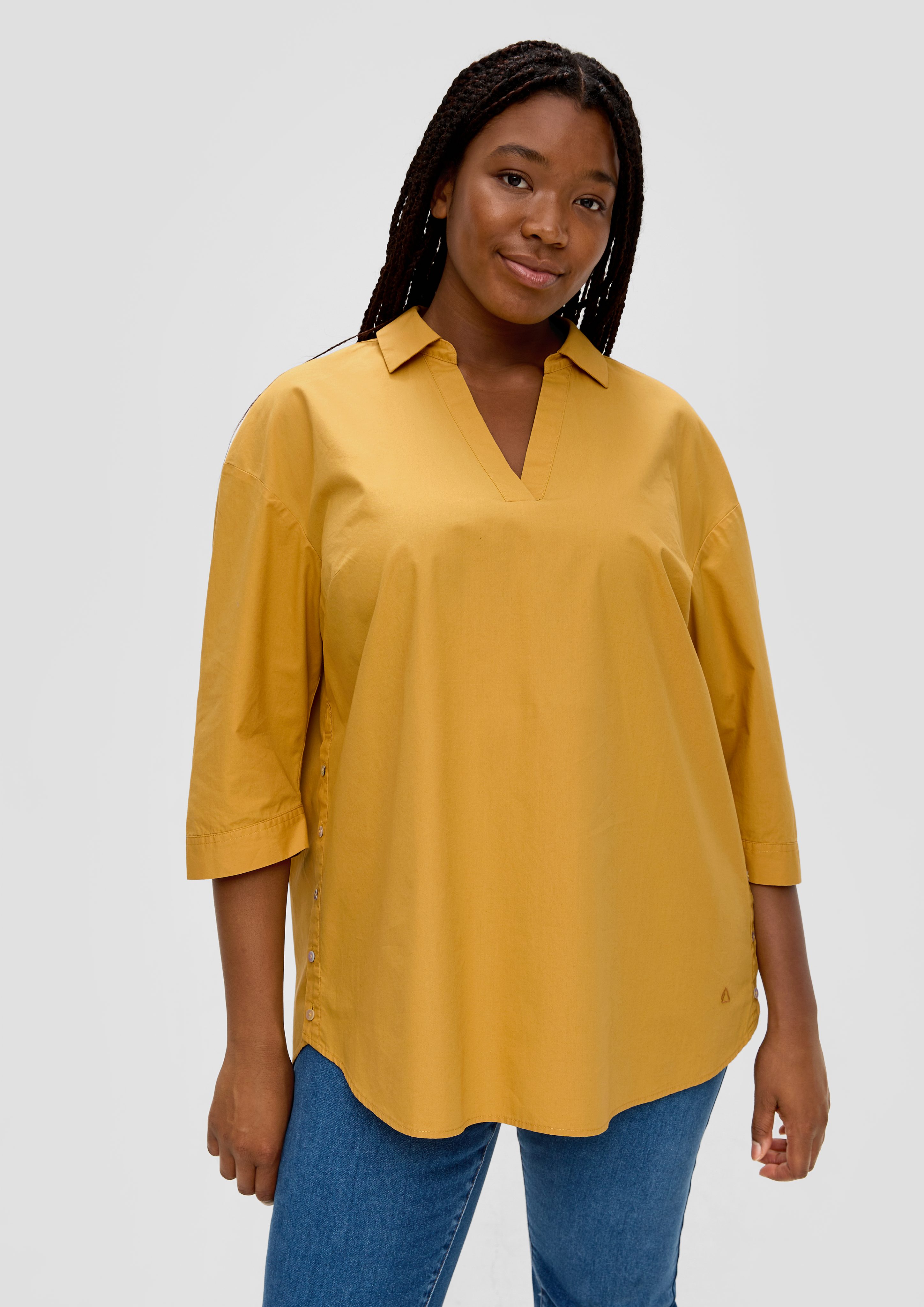 TRIANGLE Langarmbluse Bluse mit aufknöpfbarem Saum günstig online kaufen