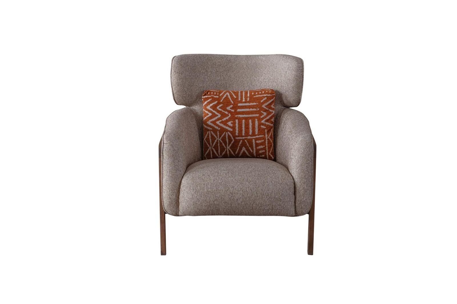 Wohnzimmer Lounge Beige Möbel Sessel), Sessel (1-St., 1x in Sessel Textil Made Europa JVmoebel Design Club Modern