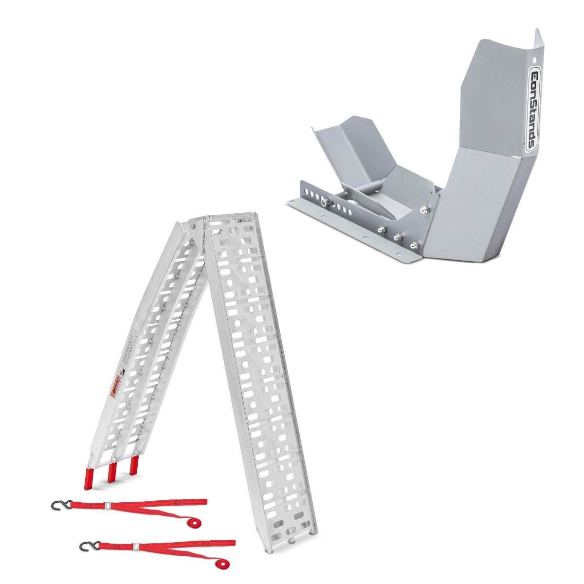 ConStands Auffahrrampe Set Motorrad Auffahrrampe bis 340 kg mit Transportständer Motorradwipp