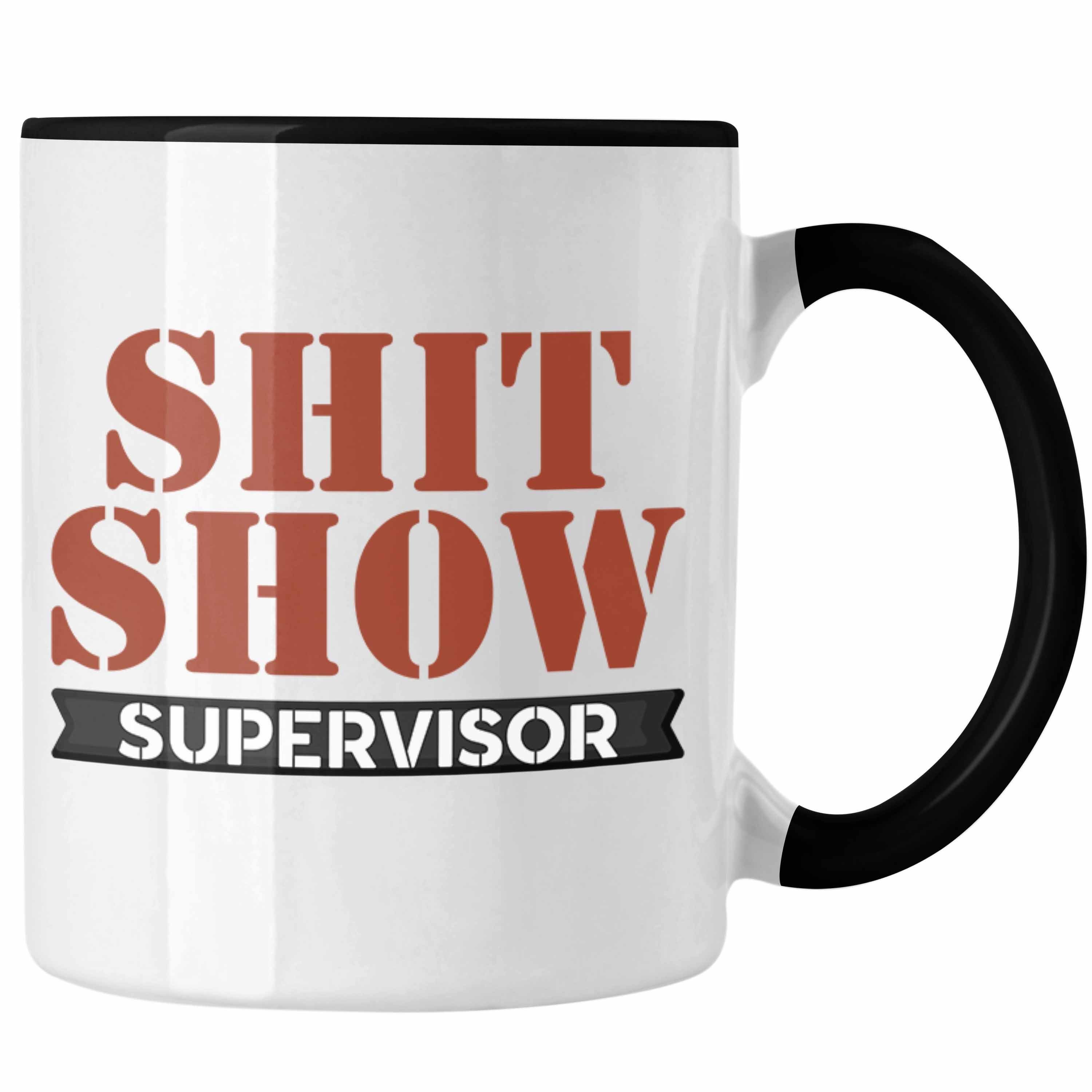 Trendation Tasse Tasse Chef Geschenk "Shitshow Supervisor" Lustige Geschenkidee für Che Schwarz