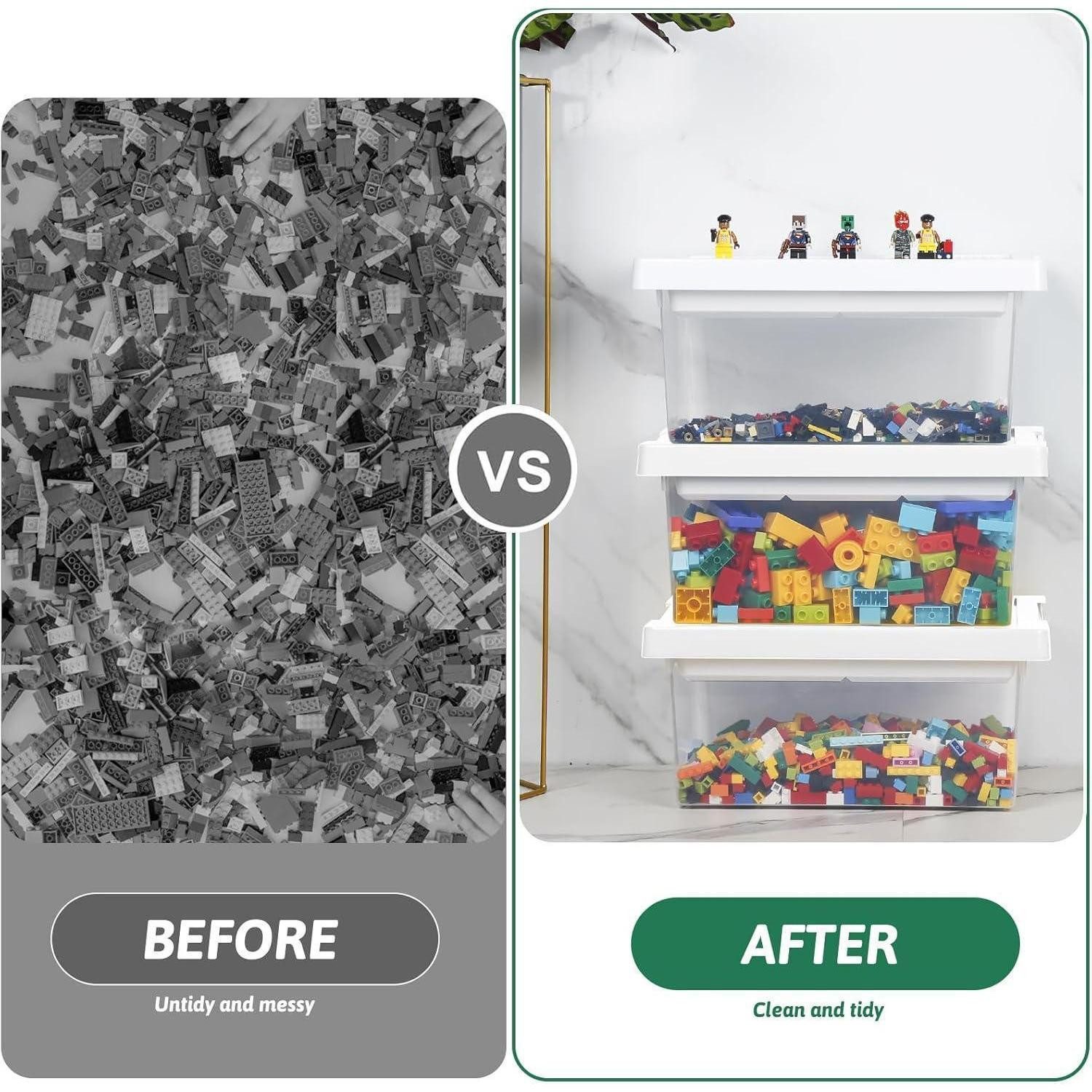 Luxury Collection Toy Chest Storage Box Toy Lid Tray PP Children's Room 3pcs White