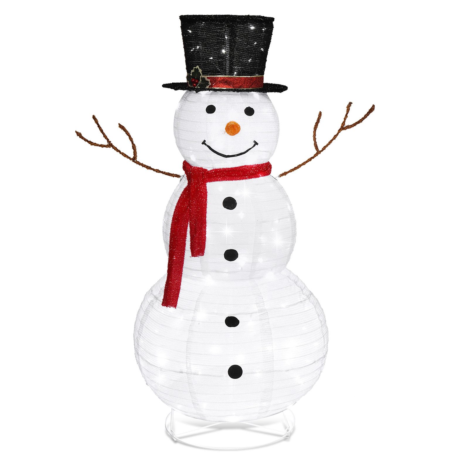 VINGLI LED Dekofigur Beleuchteter Schneemann. Weihnachtsdekoration innen & außen, 90 LED fest integriert, Kaltweiß, Schneemann, Höhe ca. 120 cm