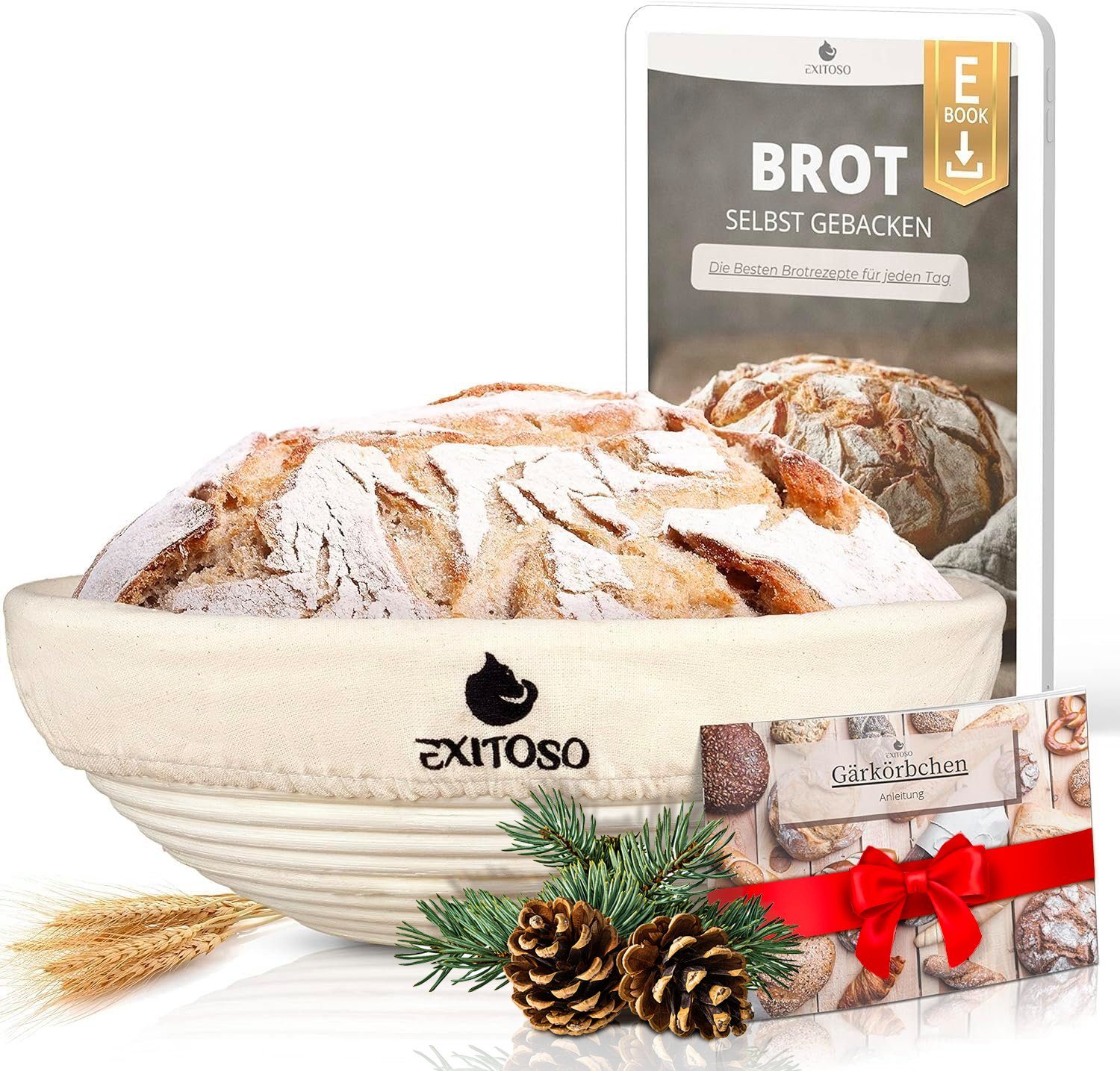 Exitoso Gärkorb, - Gärkorb für Brot Brotkorb -Brotbeutel Rattan