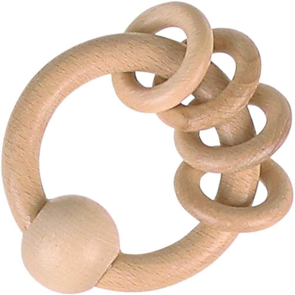 goki Greifling Greifling 4 Ringe natur Holz Motorikspielzeug Baby ab 6 Monate, Fördert Motorik und Greifreflex