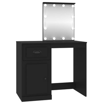 vidaXL Schreibtisch Schminktisch mit LED Schwarz 90x50x132,5 cm Holzwerkstoff Make-up-Tisc