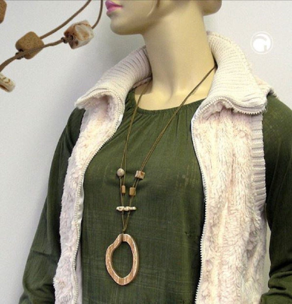 unbespielt Collier Kette Baumring braun-beige Kunststoff Baumwollkordel bra günstig online kaufen