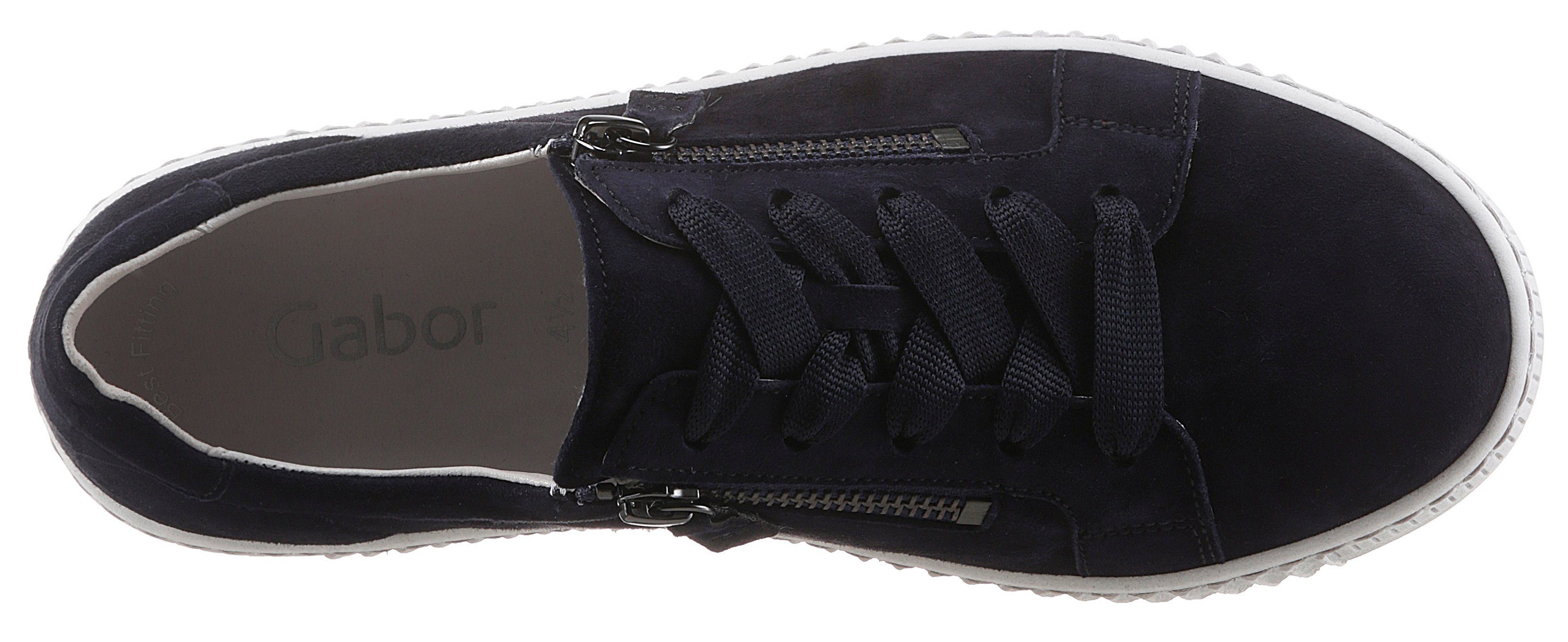 Gabor Plateausneaker mit zwei Reißverschlüssen, Freizeitschuh, Halbschuh, Schnürschuh
