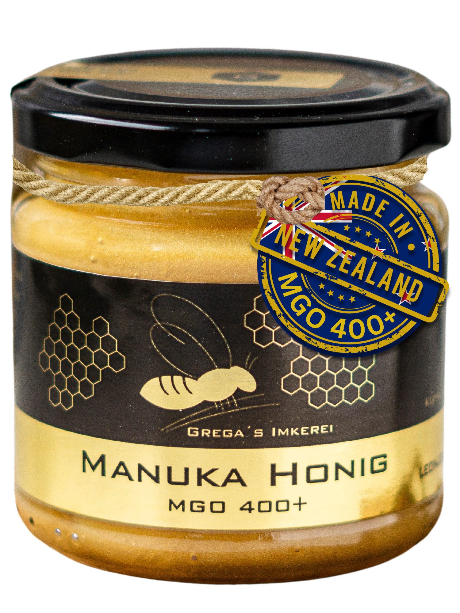 Grega´s Imkerei Honig Manuka Honig MGO 400+ Labor Zertifiziert, 1 x 250 g, (Original aus Neuseeland, Cremiger Honig), in deutschen Laboren getestet & zertifiziert