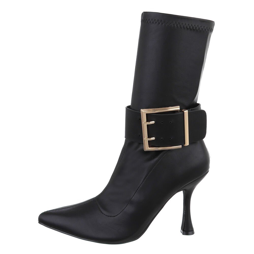 Ital-Design Damen Abendschuhe Elegant High-Heel-Stiefelette (84989539) Pfennig-/Stilettoabsatz High-Heel Stiefeletten in Schwarz