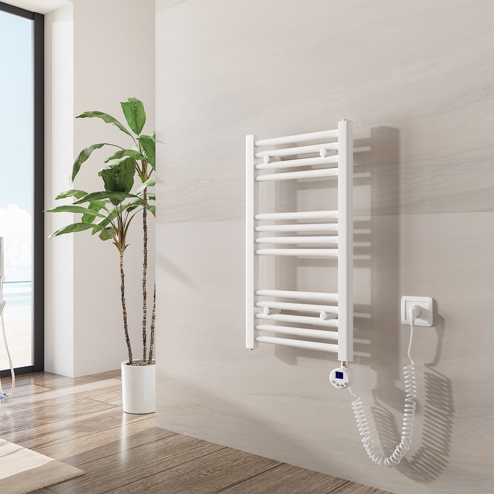 MEYKOERS Elektrischer Badheizkörper Elektro Handtuchwärmer Mit Thermostat