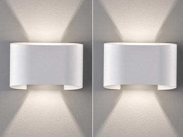 meineWunschleuchte LED Außen-Wandleuchte, IP 44, Lichtwinkel einstellbar, LED fest integriert, Warmweiß, 2er SET Außenleuchten 18x12cm & Wand-Beleuchtung Innen Treppen-Haus