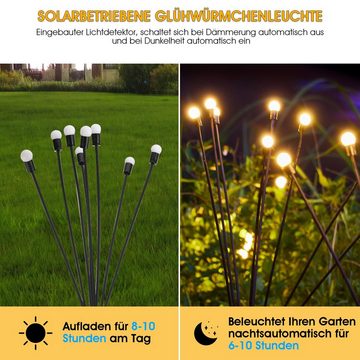 LETGOSPT LED Solarleuchte 1/2/4er -Pack Solarlampen für Außen Garten, Glühwürmchen Leuchte, LED fest integriert, Warmweiß, 8 LED Glühwürmchen Solarleuchten für Garten, IP65 Wasserdicht
