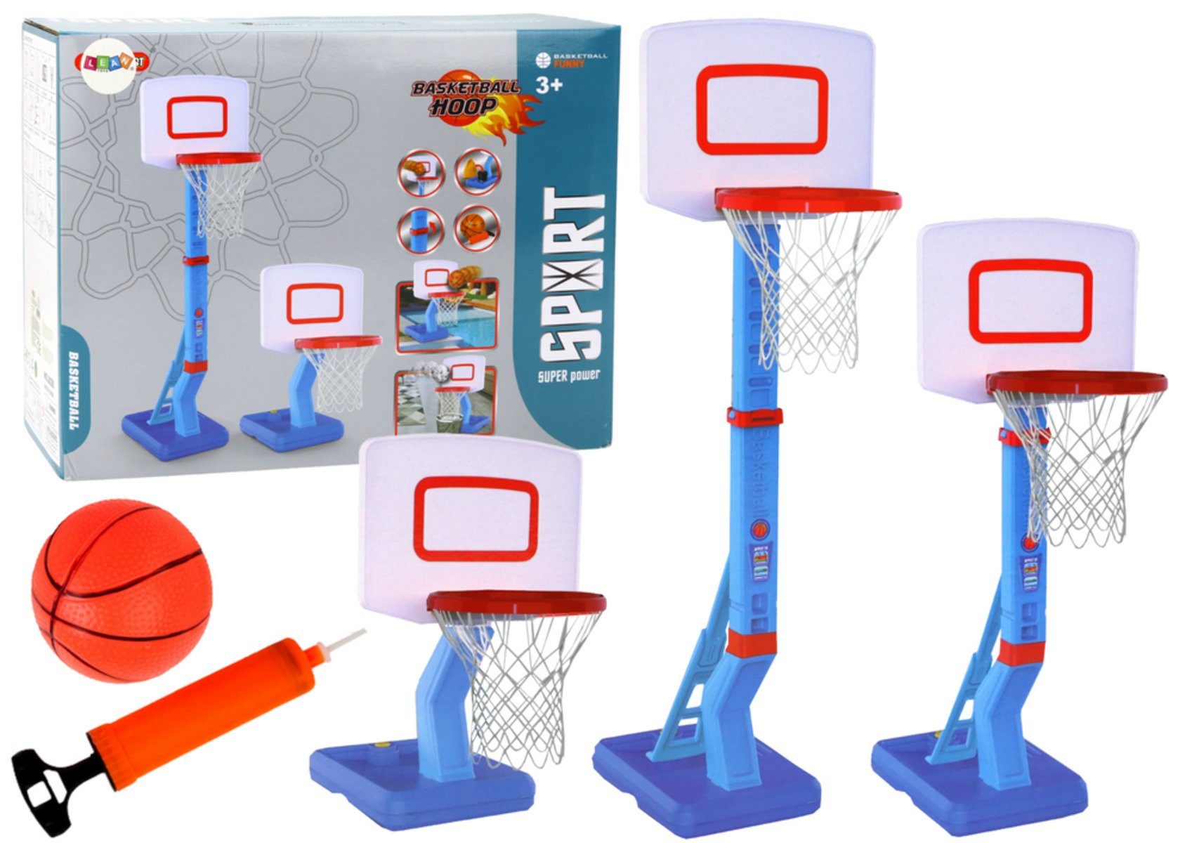 Wisam Lernspielzeug Verstellbare Ballpumpe für Basketballkorb, 138 cm, Blau