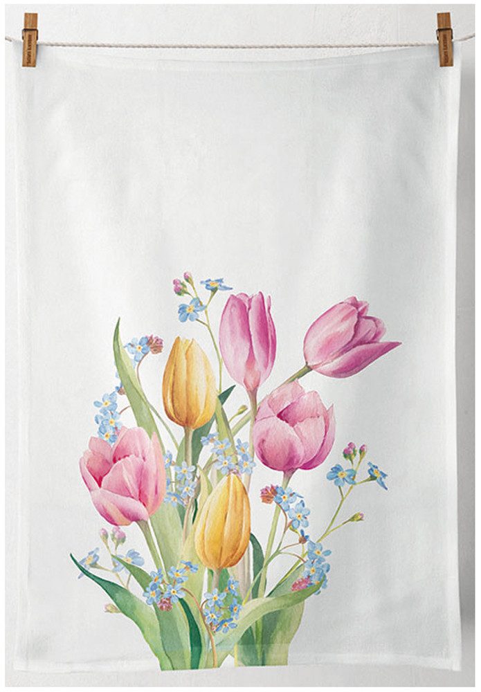 Ambiente® Geschirrtuch Tulips bouquet, (1-tlg., 1-teilig), Geschirrtücher ca.50x70cm Baumwolle